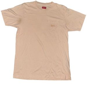 Mens Supreme Script Peach Over Dyed Pocket T-shirt Size Mens Medium Used